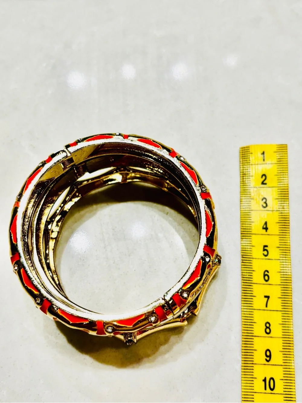 Nordstrom SEQUIN NYC Gold, Orange (dark coral) & Cream Enamel Bangle Trio